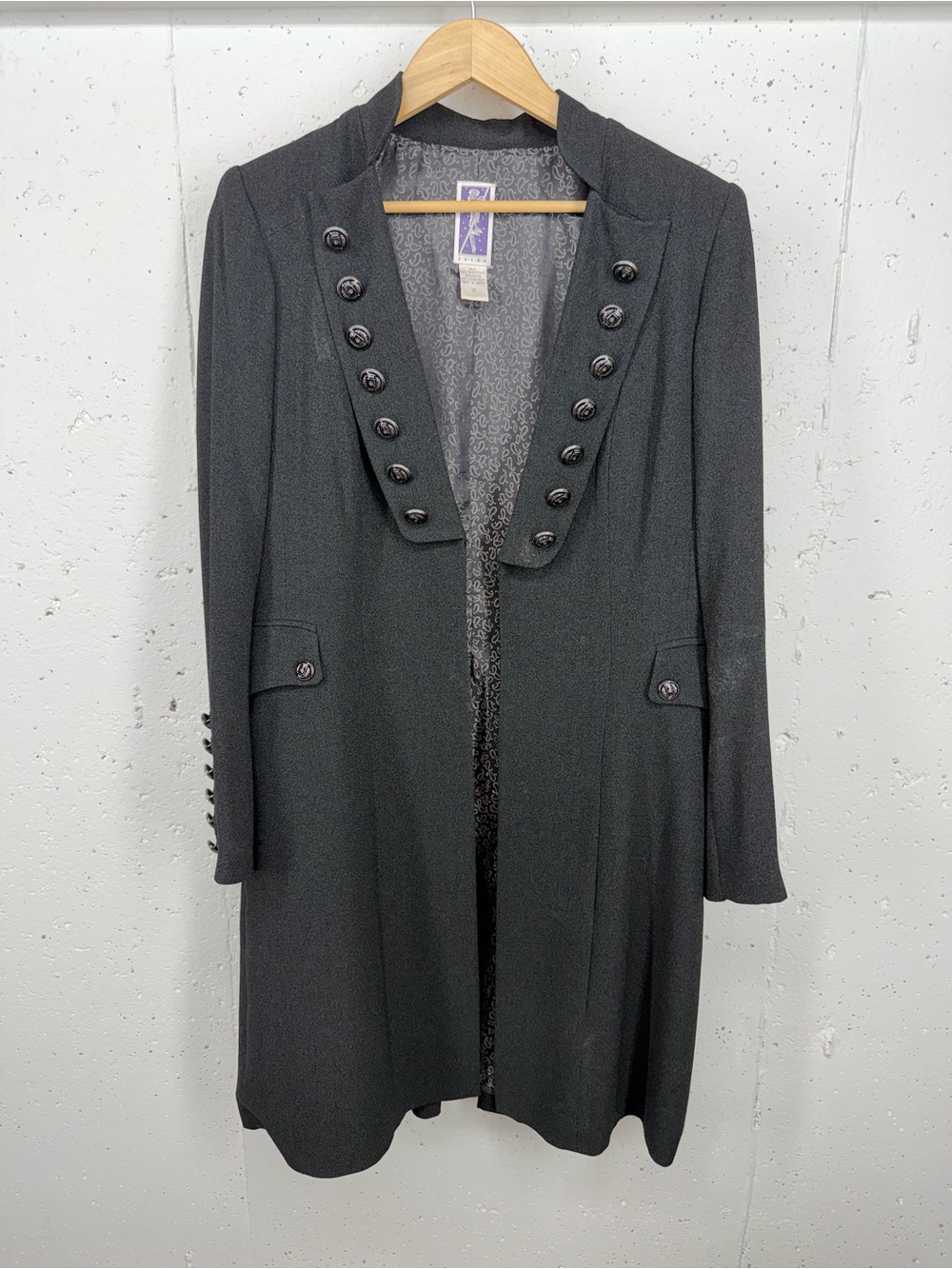 Vintage Zelda Size 12 Black 90’s Military Steampun Long Coat Jacket